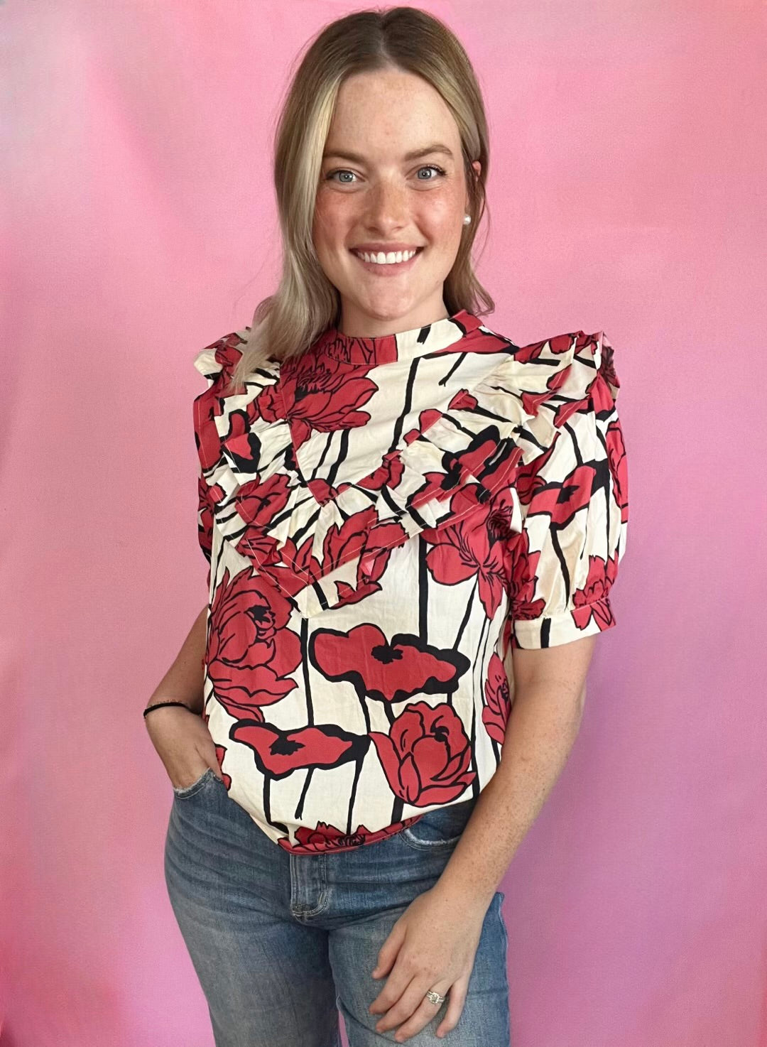 Dark Red Flower Top