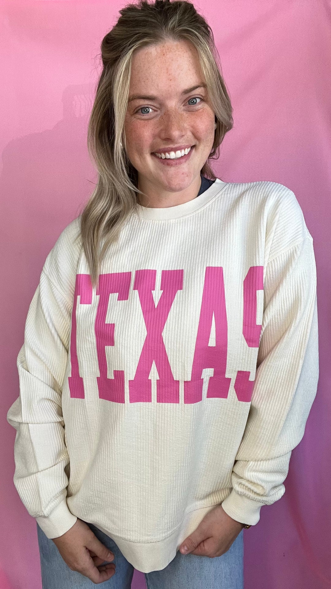 All White Ribbed Texas Sweater