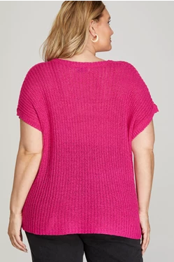 Knit Front Pocket Sweater - Plus Size