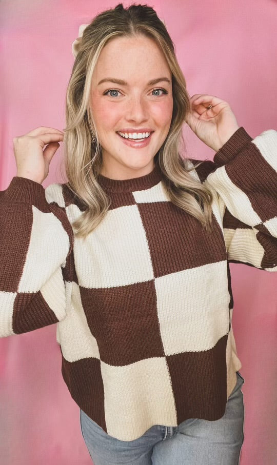 Chocolate Checker Sweater