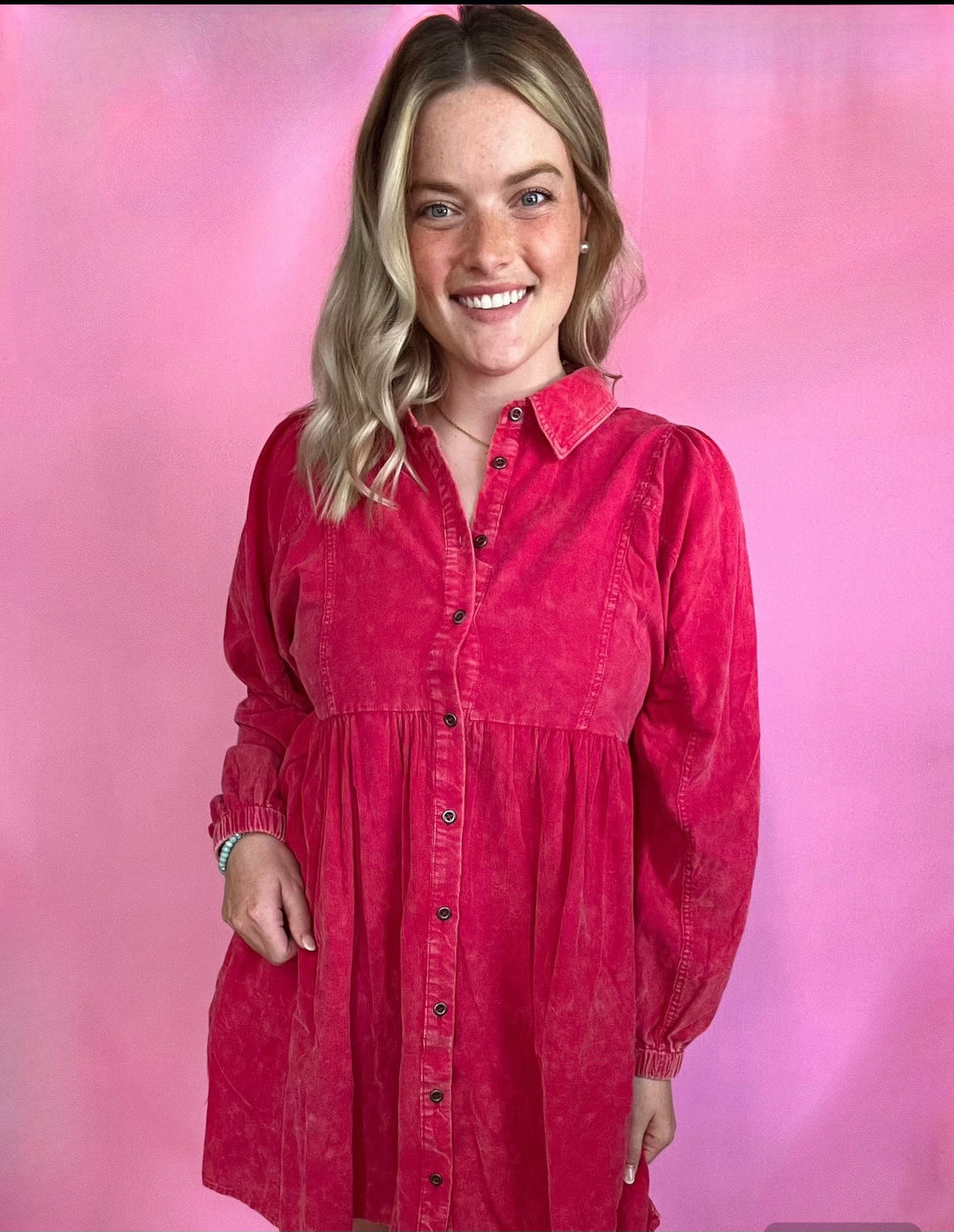 Cranberry Button Down Dress