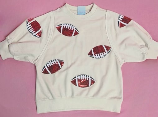 Football Sequin Patch Crew Neck Sweatshirt